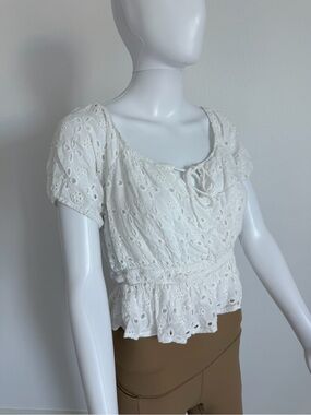 Hem & Thread White Eyelet Peasant Blouse
